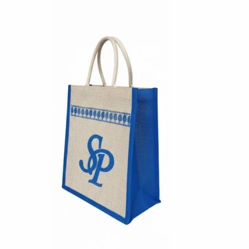 Printed Jute Bag - 5 kg Capacity, 332 GSM, Square Printed Pattern, Multiple Colors, Hand Length Handle, Customized Size, Durable