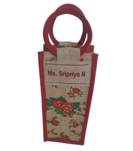 Printed Jute Bottle Bag