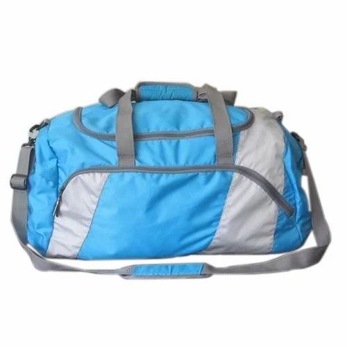 Blue And Grey Duffle Bag