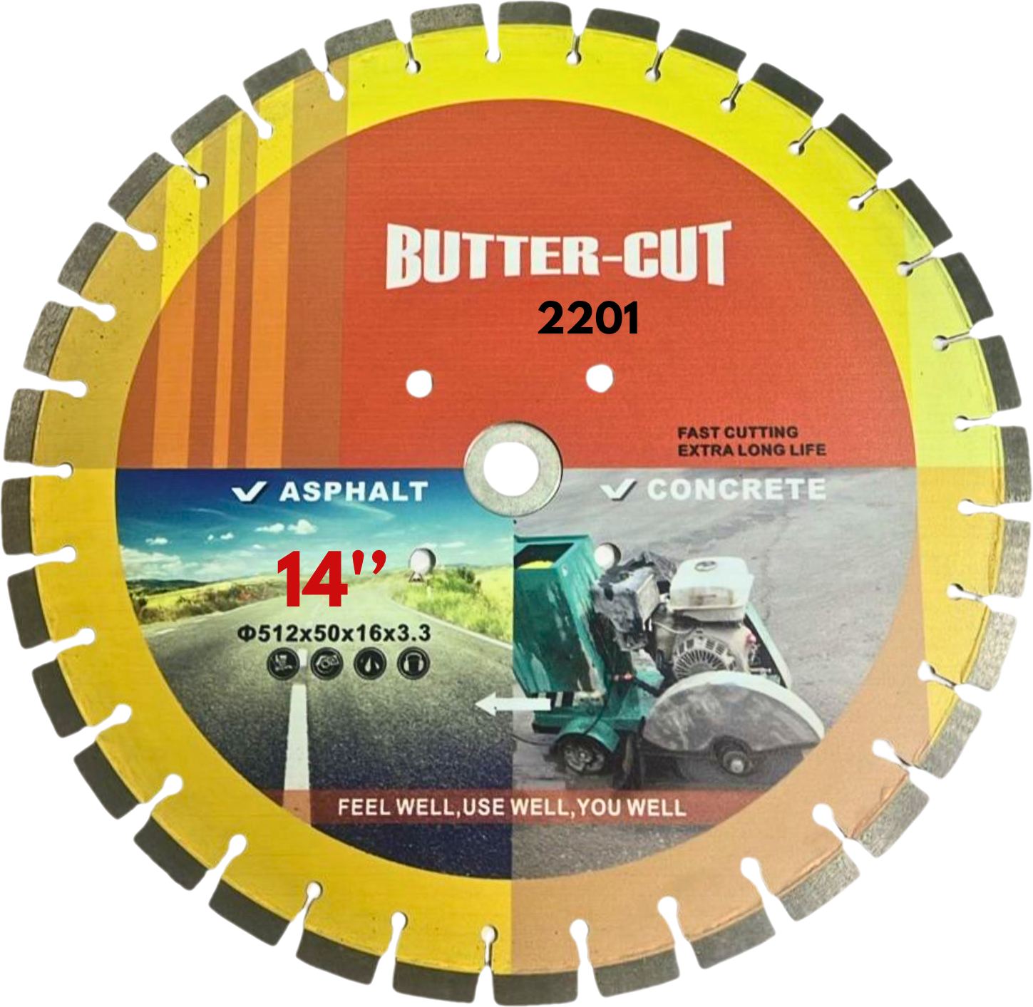 Concrete Cutting Blade Butter Cut 14 Inch Bore Size 50Mm - Color: Yellow