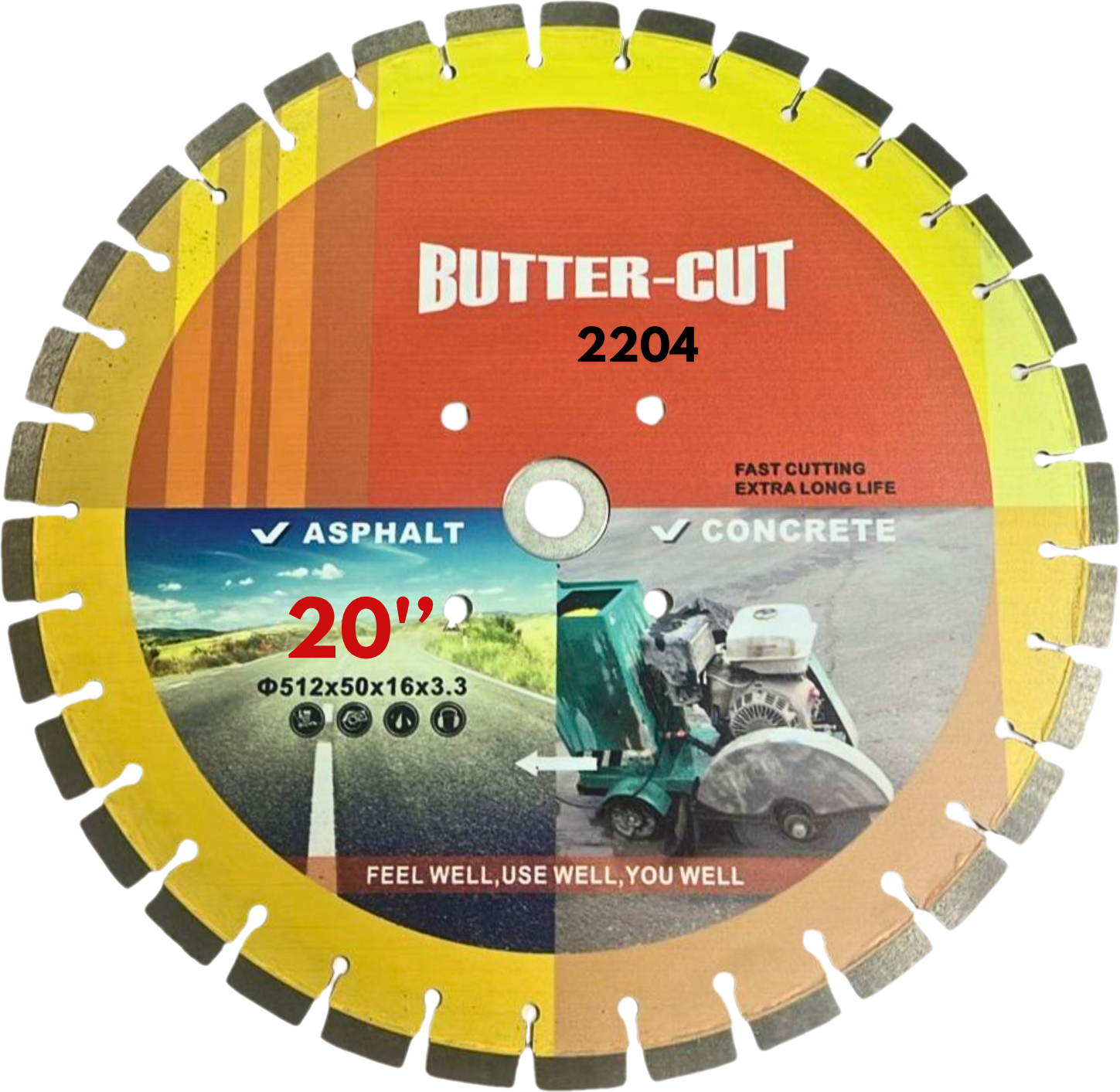 Concrete Cutting Blade Butter Cut 20 Inch Bore Size 50mm - Color: Yellow