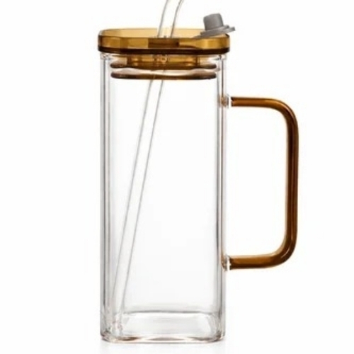 Glass Tumbler With Lid And Glass Straw