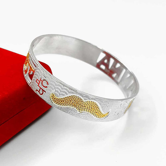 Mens Punjabi Customise Name With Panther Design Pure Silver Kada 50Gm - Grade: Jewellery