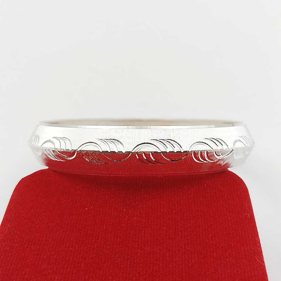 Mens Silver Fancy Circle Pattern Design Kada 50Gm - Gender: Unisex