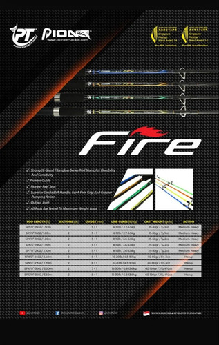 Pioneer Fire Fishing Rod - Color: Different Available