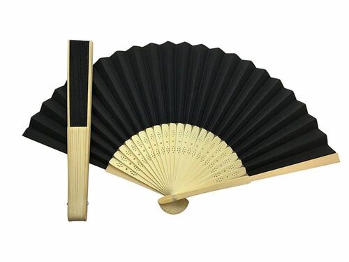 Black Bamboo Paper Hand Fan