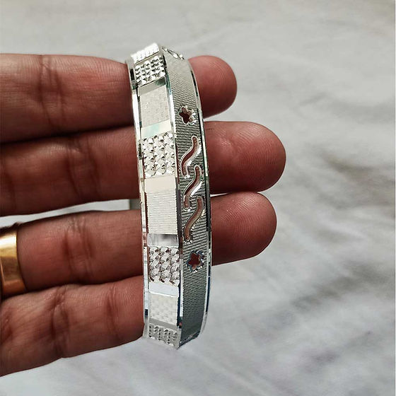 Customised Name Silver Kada For Men 30Gm - Gender: Unisex