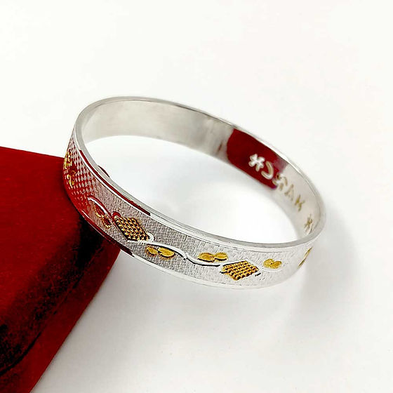 Flat Customised Design Name Alok Silver Kada For Gifting 40Gm - Gender: Men