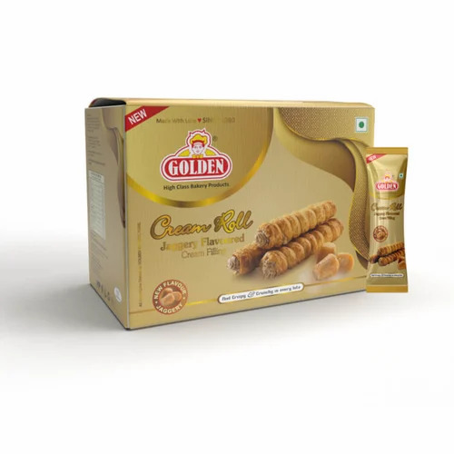 Golden Jaggery Cream Roll - Box Packaging, Eggless Solid Form | FSSAI Certified, 2 Months Shelf Life