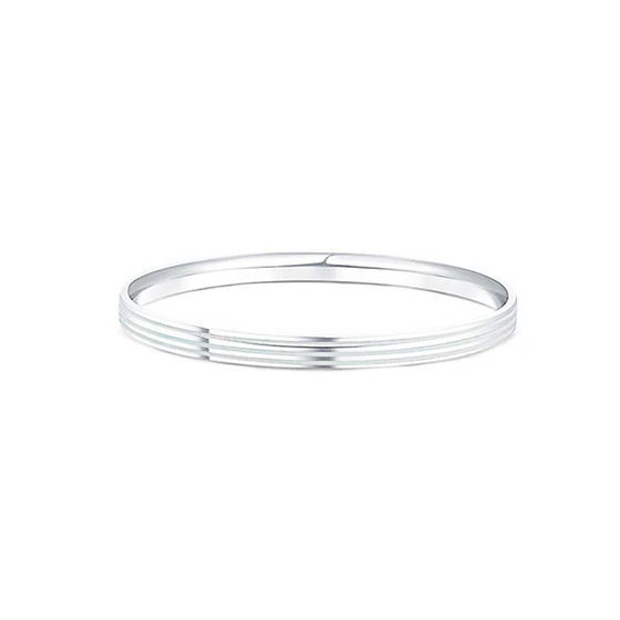 Mens White Grace 3 Lines Silver Kada For Gifting 30Gms - Gender: Unisex