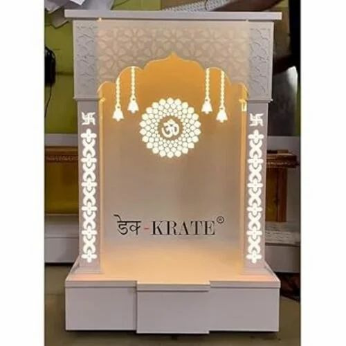 Table Top Wood Mandir With Lights