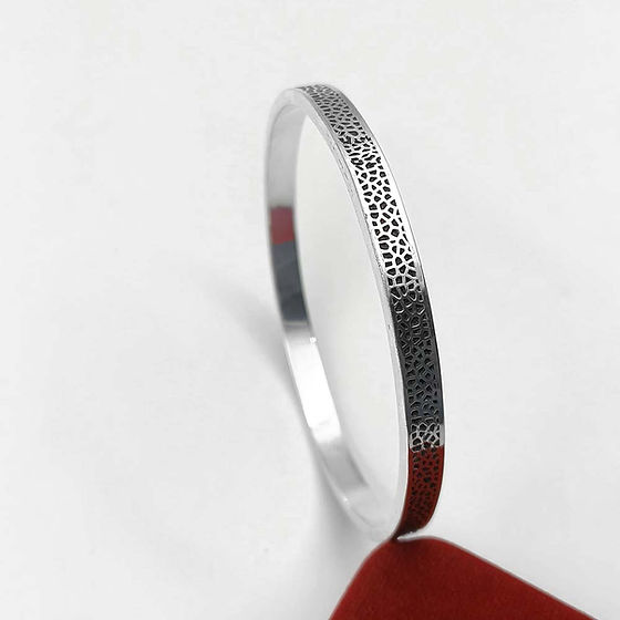 Black Radium Holes Design R1 Pure Silver Kada For Men 30Gm - Gender: Unisex