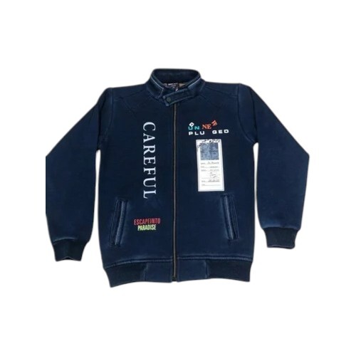 Boy Royal Blue Denim Printed Jacket - Age Group: 7 To 8 Years