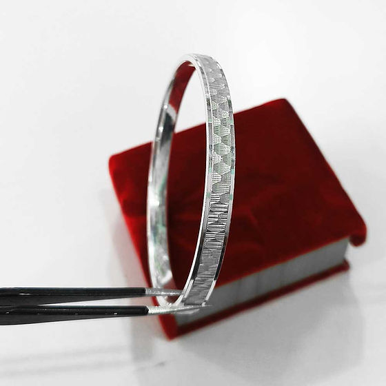 Flat Cross Cut Pure Silver Bracelet Kada For Men & Women 35Gm - Grade: Jewellery