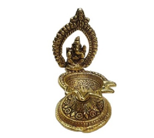Ganesh Statue With Diya Metal
