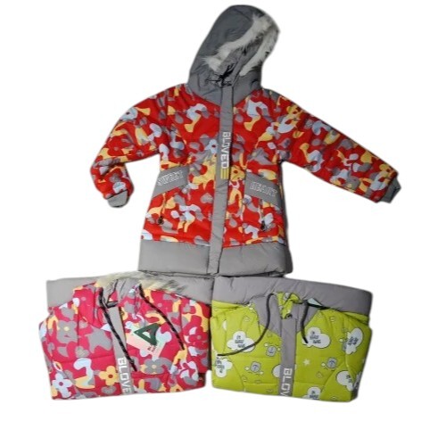 Girls Red Grey Fur Taffeta Jacket