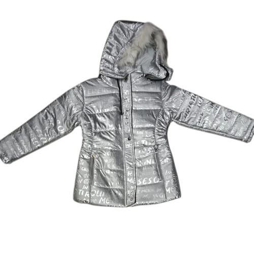 Girls Silver Fur Taffeta Jacket
