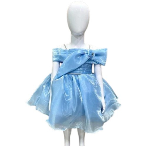 Girls Sky Blue Organza Frock