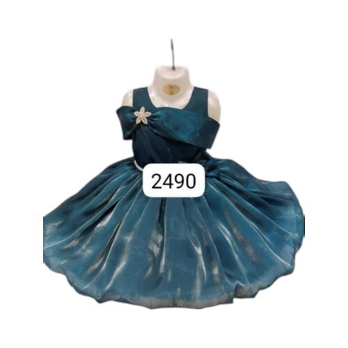 Girls Teal Blue Organza Frock