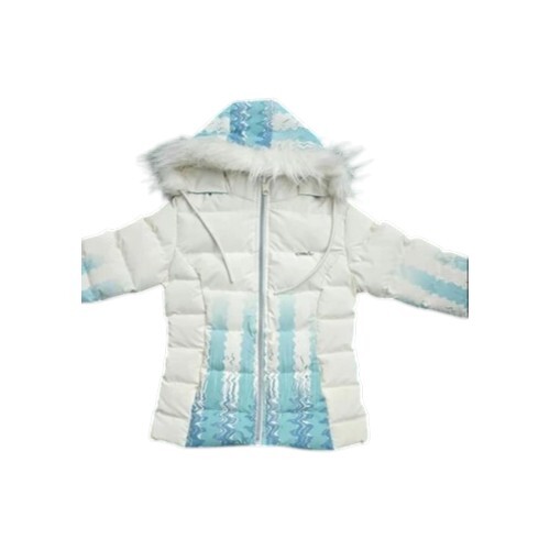 Girls White Blue Fur Taffeta Jacket