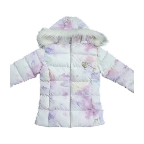 Girls White Fur Taffeta Jacket