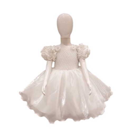 Girls White Organza Frock - Age Group: 0 To 2 Year