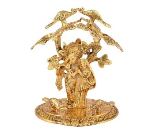 Gold Plated Radha Krishna Statue