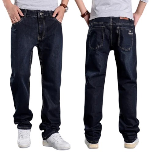 Male Loose Denim Jeans - Color: Navy Blue