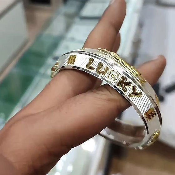 Mens V Shape Fancy Checkbox Silver Kada 30Gm - Gender: Women