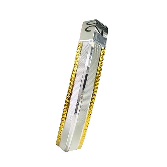 Mens V Shape Gold Rodium Lazer Printing Silver Kada 30Gm - Gender: Unisex