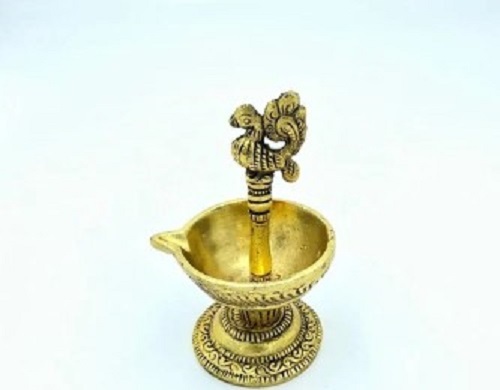 Peacock Design Brass Diya