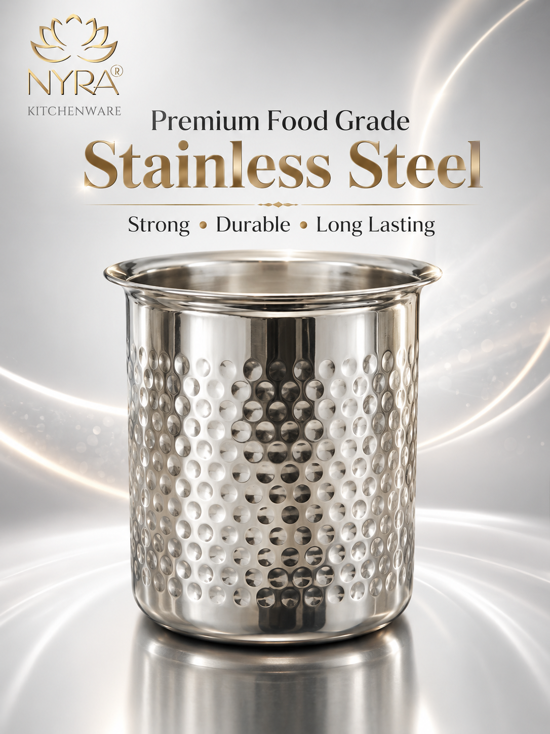 Steel Hammered Deep Water Gunj 3 Sizes - Color: Silver