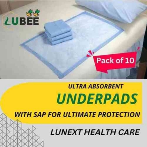 Super Absorbent Polymer Underpads - Large 60x90 Cm, Pack Of 10 Nos | High Absorbency, Soft Non-Woven Top Layer, Waterproof, Non-Slip Backingrs 15 500