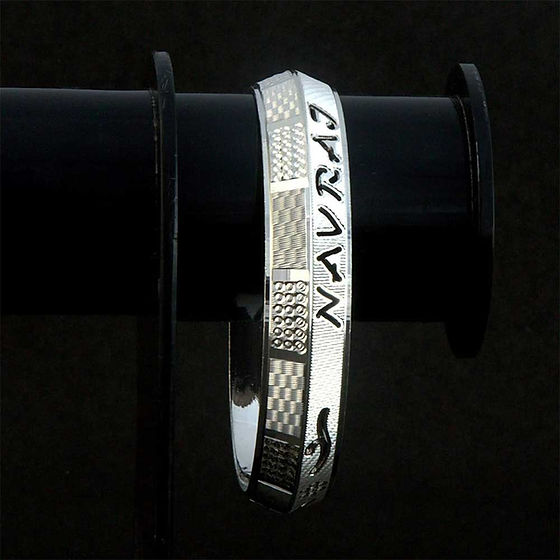 Customised Name V Shape New Design Pure Silver Kada For Men 40Gm - Gender: Unisex