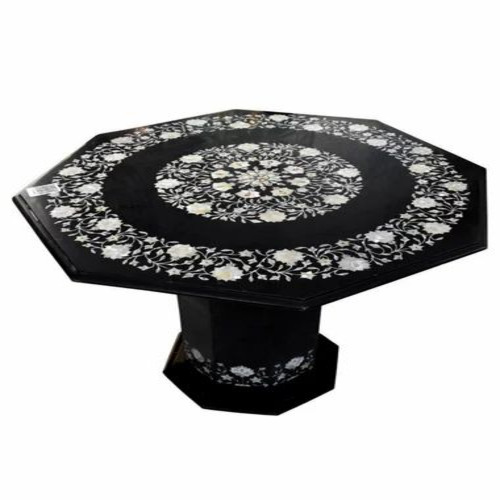 Black Marble Inlay Table Tops