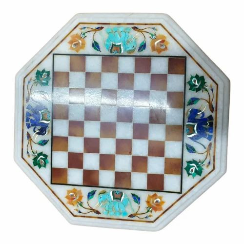 Check Inlay Marble Table Tops
