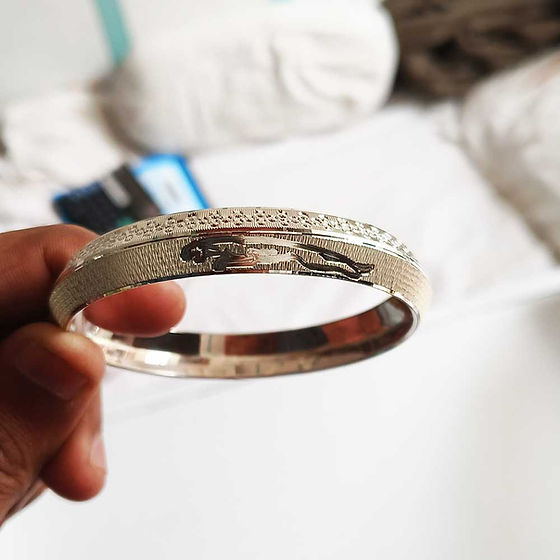 Jaguar Panther Style V Shape Pure Silver Kada For Men 40Gm - Gender: Unisex