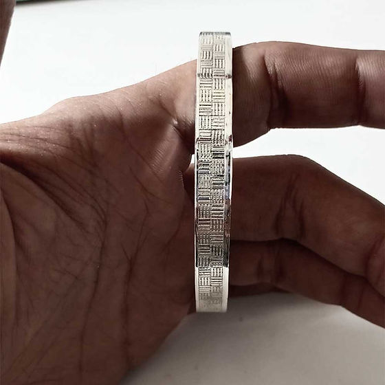 Lining Pattern Pure Silver Kada For Men 40Gm - Gender: Unisex