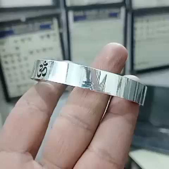 Om Name Adjustable Pure Silver Kada For Men And Women 60Gm - Gender: Unisex