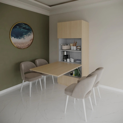 Slide Out Dining Table with Appliance Storage
