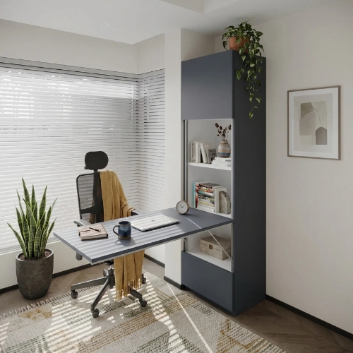 Slide Out Study Desk With Tall Storage