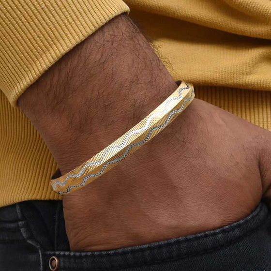 Wave Style Rodium Solid Silver Kada For Men 30Gm - Grade: Jewellery