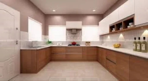 Wooden U Shape Modular Kitchen
