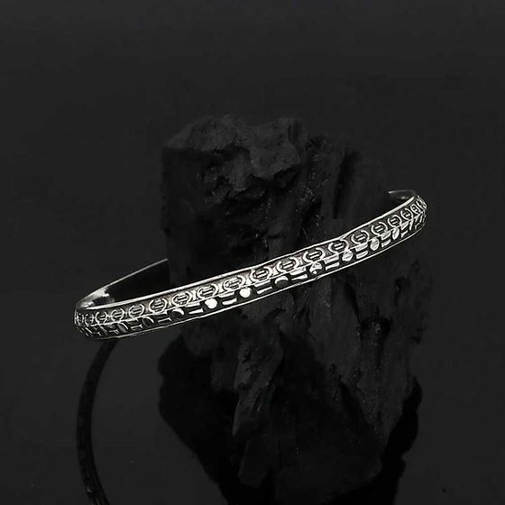 Black Radium Fancy Design Name Silver Kada 50Gm - Gender: Unisex