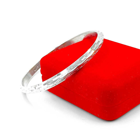 Brick Style Design V Shape High Polish Pure Silver Kada For Men 50Gm - Gender: Unisex