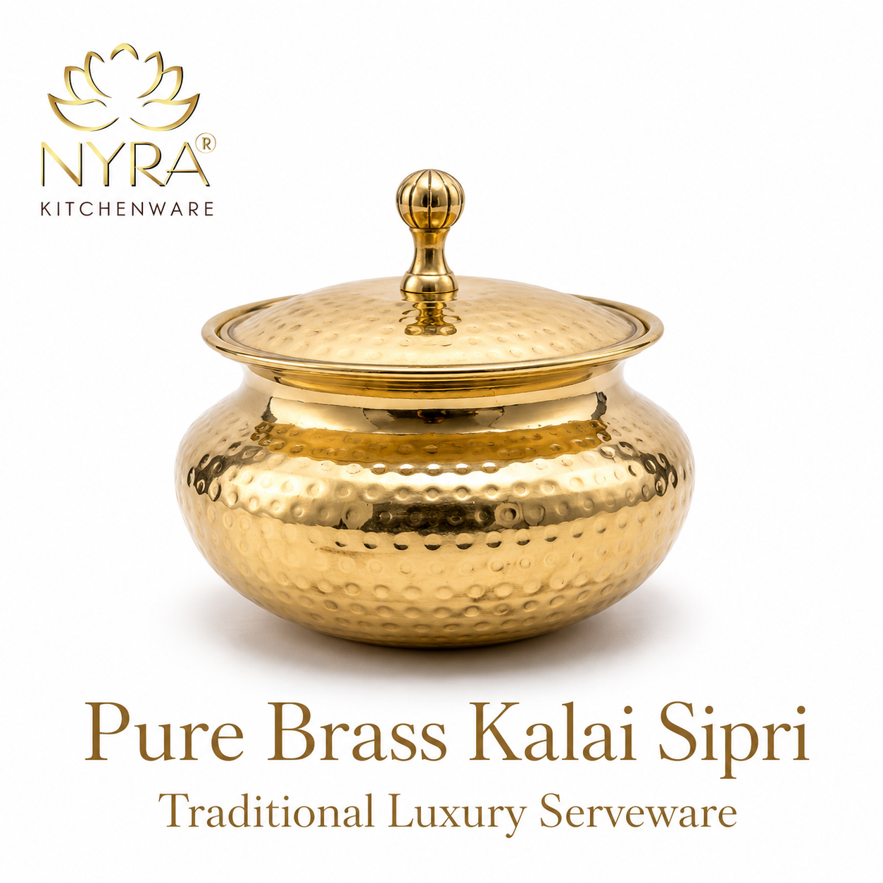 Handcrafted Artisan Brass Sipri Handi With Lid - Capacity: 1 Kg