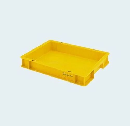 Yellow Rectangular Plastic Storage Crates
