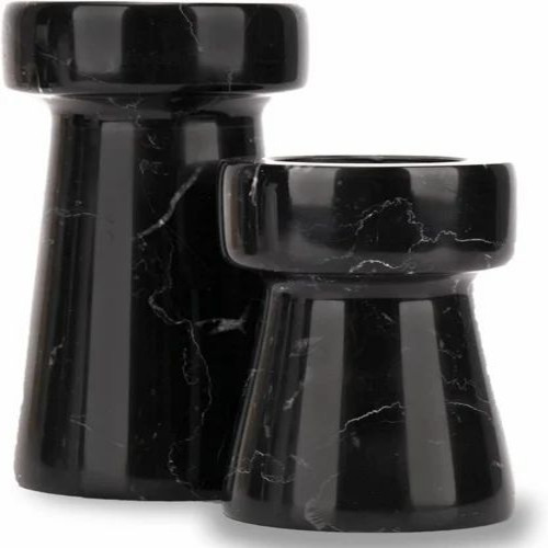 Candle Holders True Natural Black Marble Set