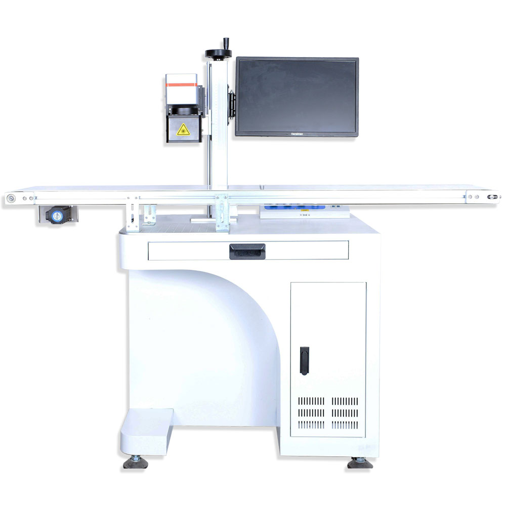 Fiber Laser Marking Machine 50W Counter Table With Pc+Camera+Conveyor Belt - Accuracy: 100 %