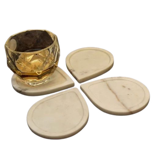 Leaf Shape Marble Coasters Set Of 4